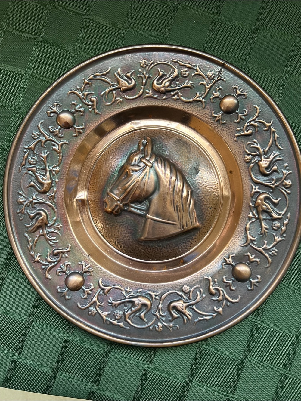 Vintage Decorative Horse Medallion Wall Plate - Copper Finish - Picture 9 of 11